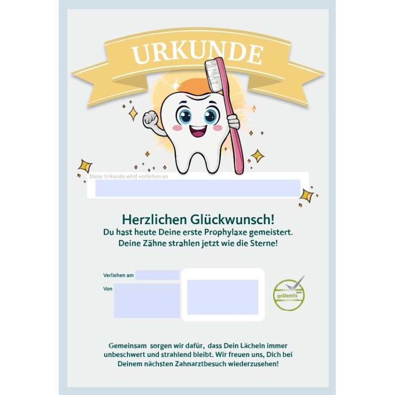 Urkunde zum Download: Kinderprophylaxe Urkunde zum Download: Kinderprophylaxe