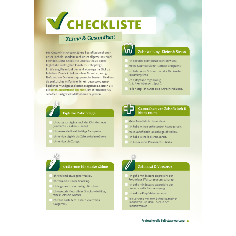 Checkliste für Zähne und Gesundheit