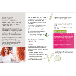 Flyer mit hilfereichen Tipps zur Motivation für die regelmäßige Mundhygiene junger Erwachsener