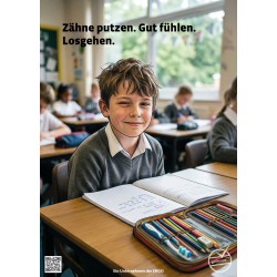 Poster Zähne putzen. Gut fühlen. Losgehen.