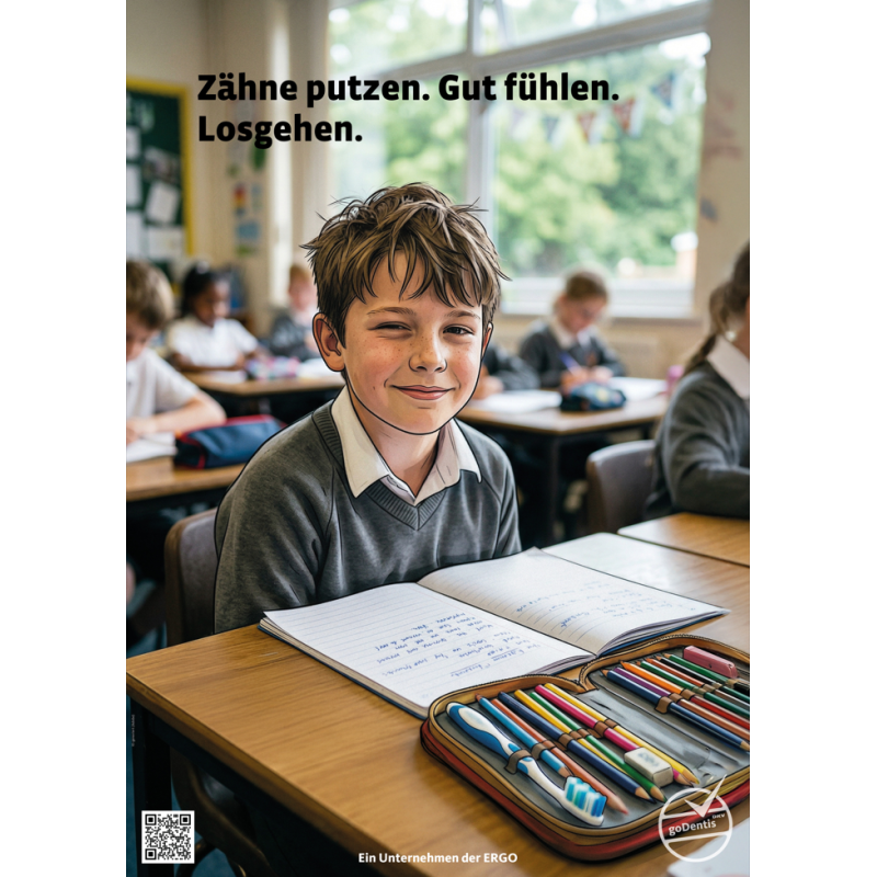 Poster Zähne putzen. Gut fühlen. Losgehen.
