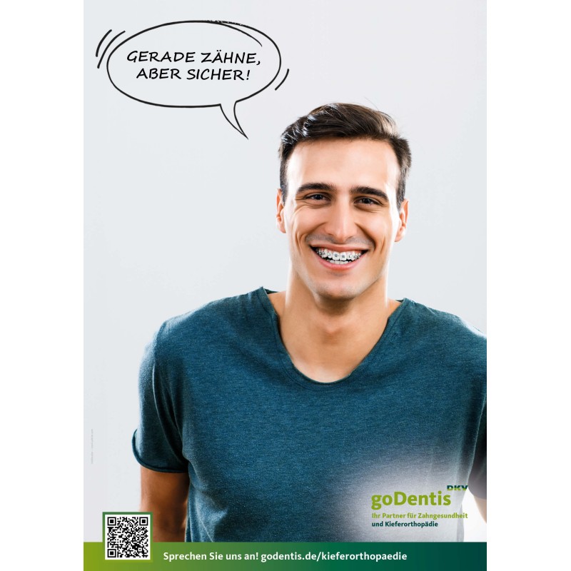 Poster Brackets "Gerade Zähne aber sicher!"