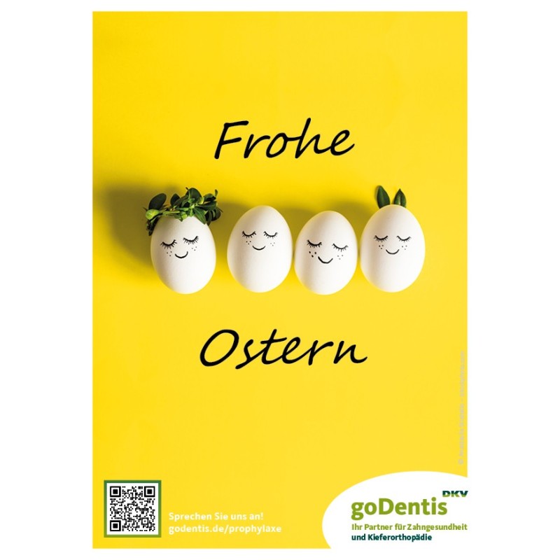 Frohe Ostern - Postkarte Ostereier gelb Frohe Ostern - Postkarte Ostereier gelb