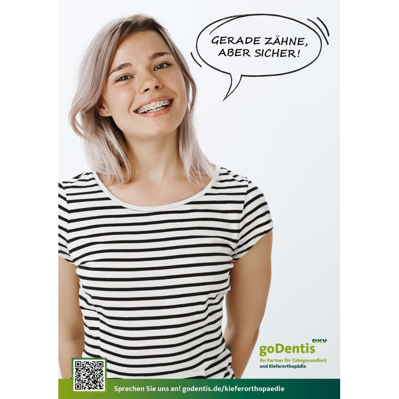 KFO-Postkarte - "Gerade Zähne, aber sicher"